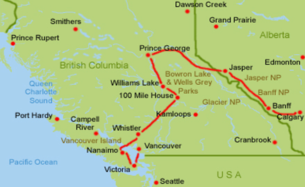 Westkanada Wohnmobil Route