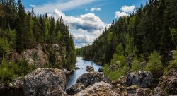 Schweden Camper Ferien Wasserfall